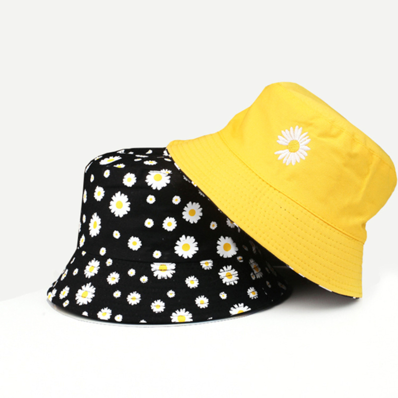 Summer Daisy Double-Sided  Buc - Bucket Hat Embroidered ulasan dan harga