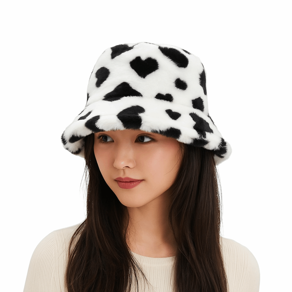 Sweet Faux Fur Fisherman Hat T - Bucket Hat Embroidered ulasan dan harga