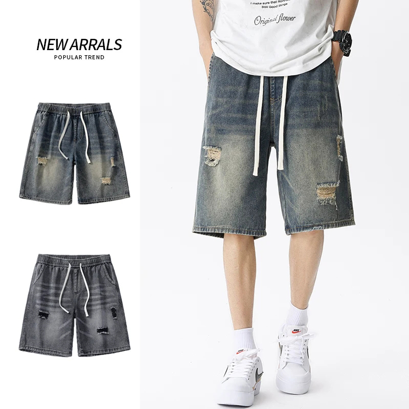 Summer Thin Denim Shorts Men's - Street Fashion Jeans Men ulasan dan harga