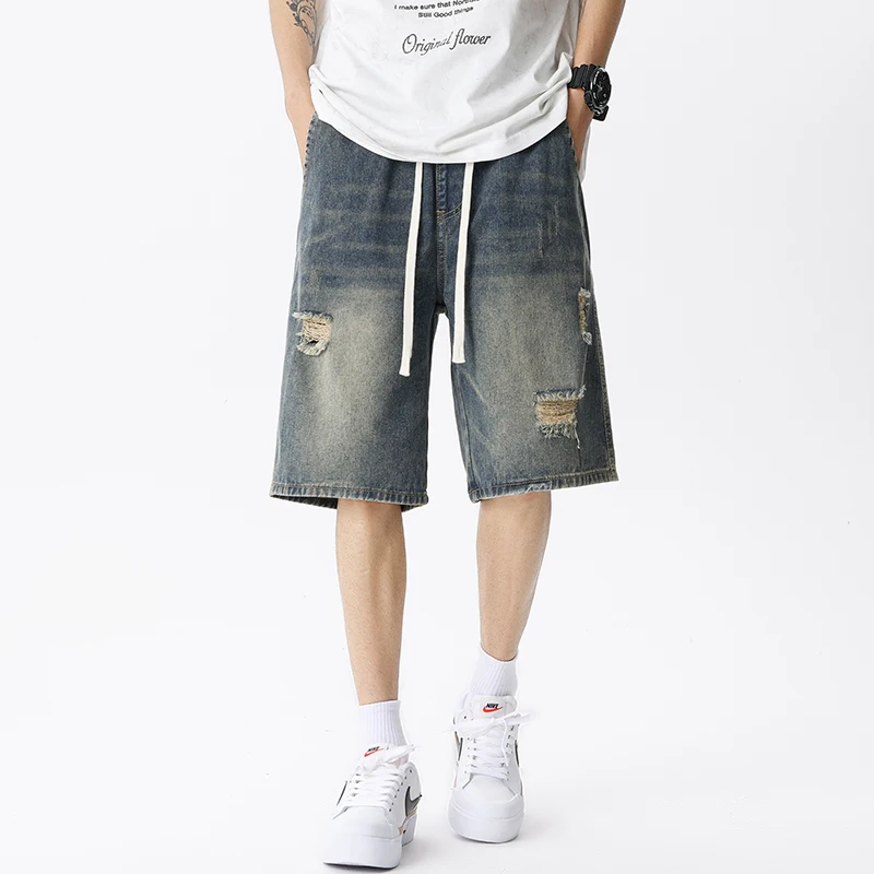 Summer Thin Denim Shorts Men's - Street Fashion Jeans Men ulasan dan harga