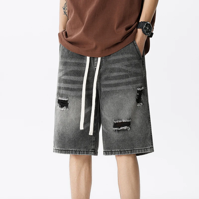 Summer Thin Denim Shorts Men's - Street Fashion Jeans Men ulasan dan harga