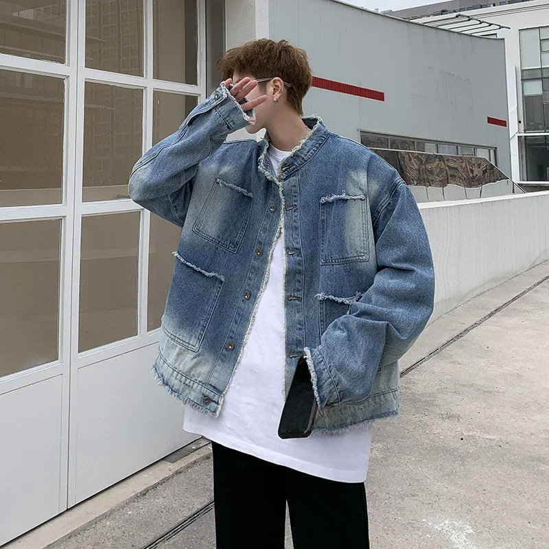 American Retro Hip Pop Raw Edg - Street Fashion Jeans Men ulasan dan harga