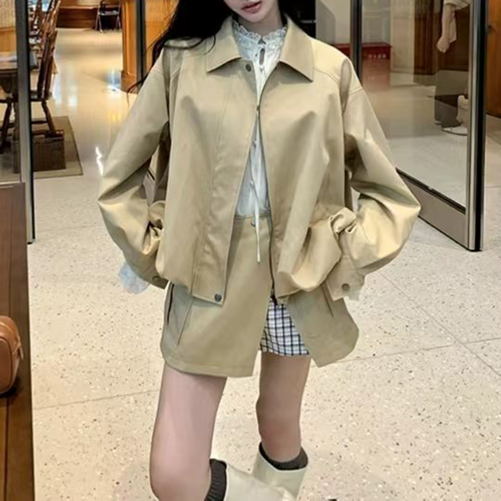 TWOTWINSTYLE Khakl Spliced Poc - Street Fashion Jacket ulasan dan harga