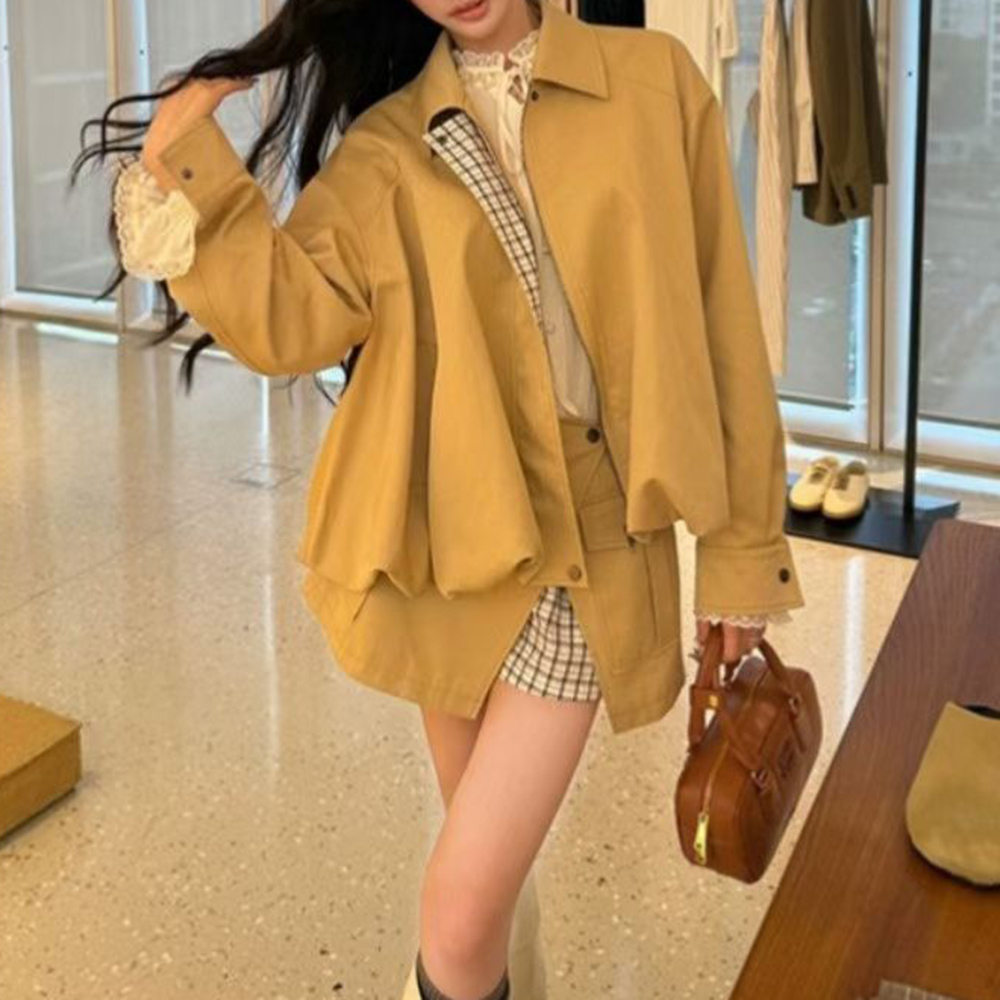TWOTWINSTYLE Khakl Spliced Poc - Street Fashion Jacket ulasan dan harga