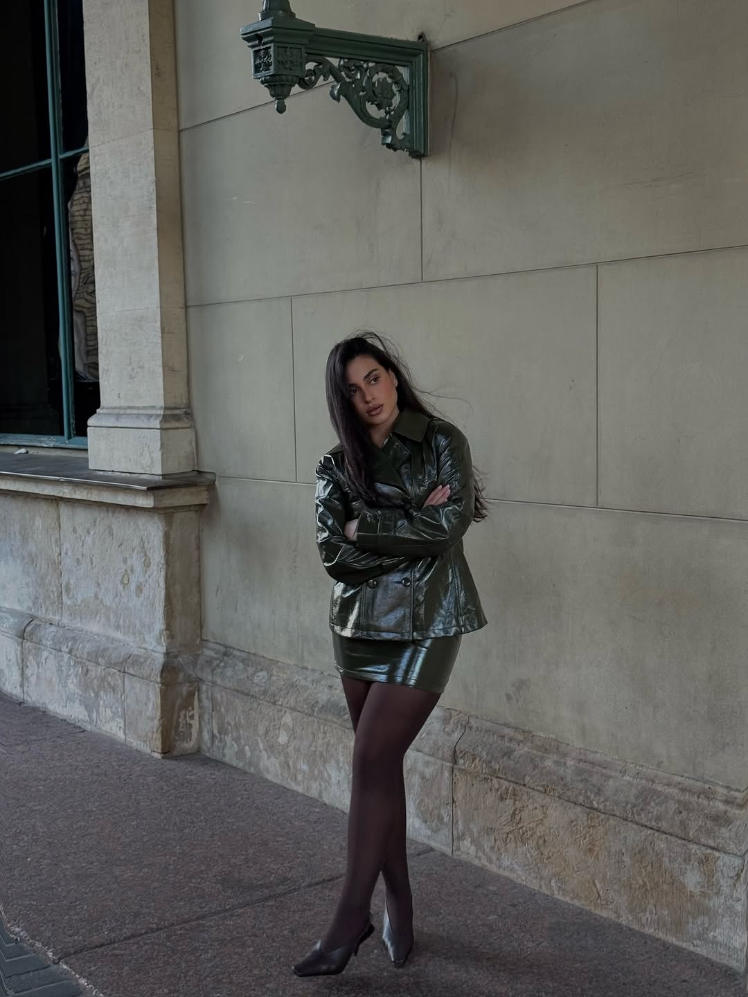 Dark Brown Patent Leather Skir - Street Fashion Jacket ulasan dan harga