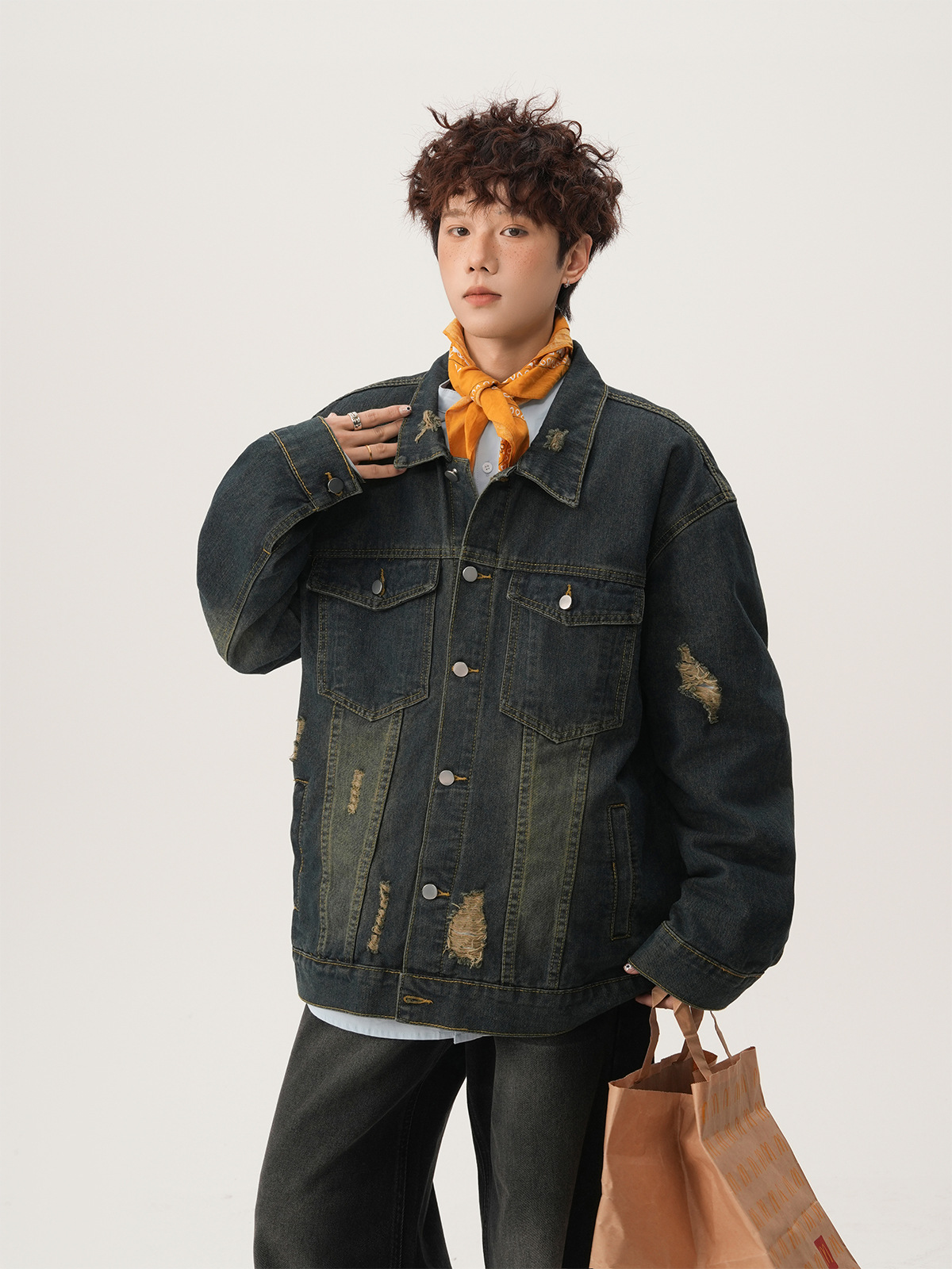 American High Street Ripped De - Street Fashion Jacket ulasan dan harga