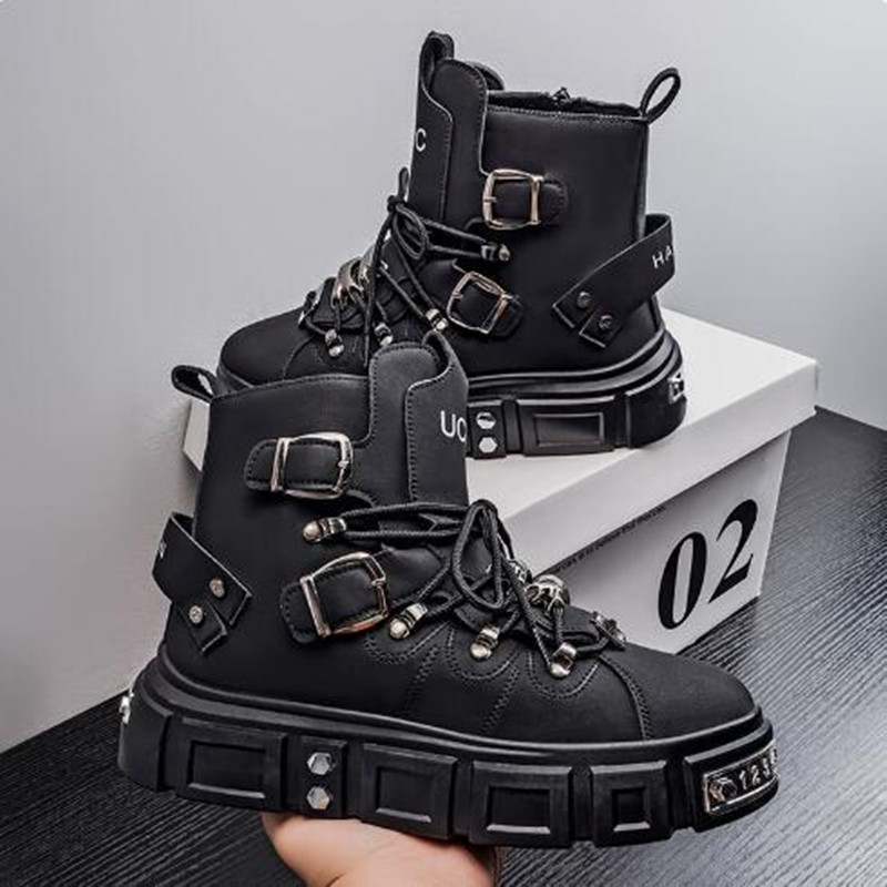 Luxury Rivet Black High top Sn - Street Fashion Luxury ulasan dan harga