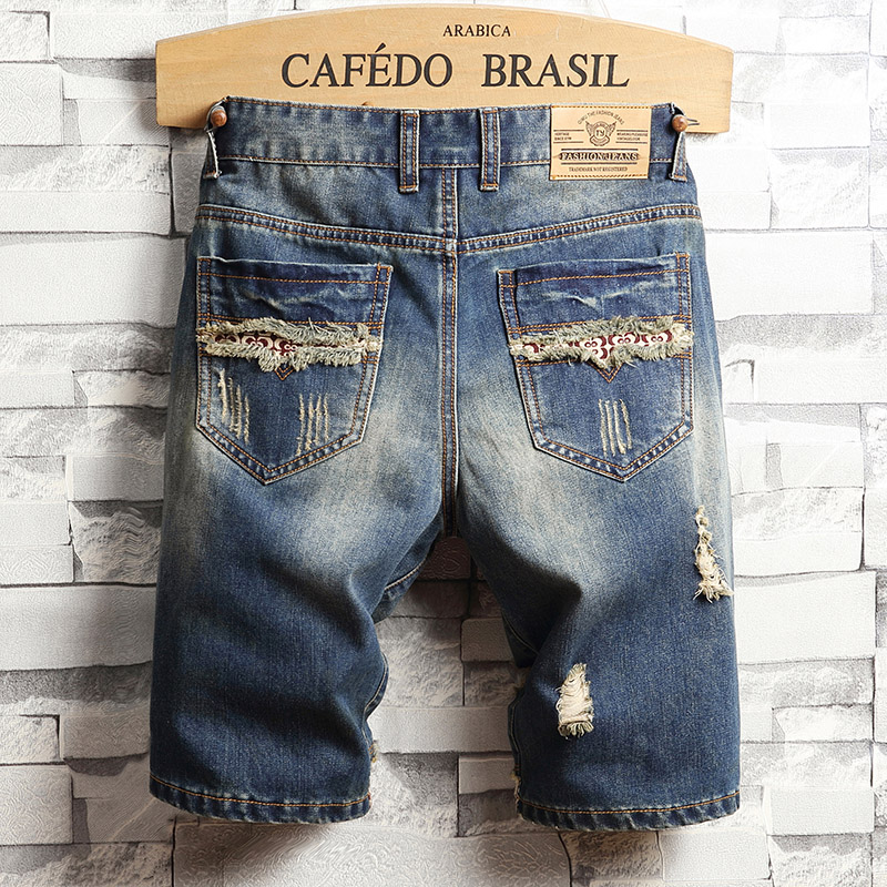 Ripped Hip-hop Denim Shorts Me - Street Fashion Jeans Men ulasan dan harga