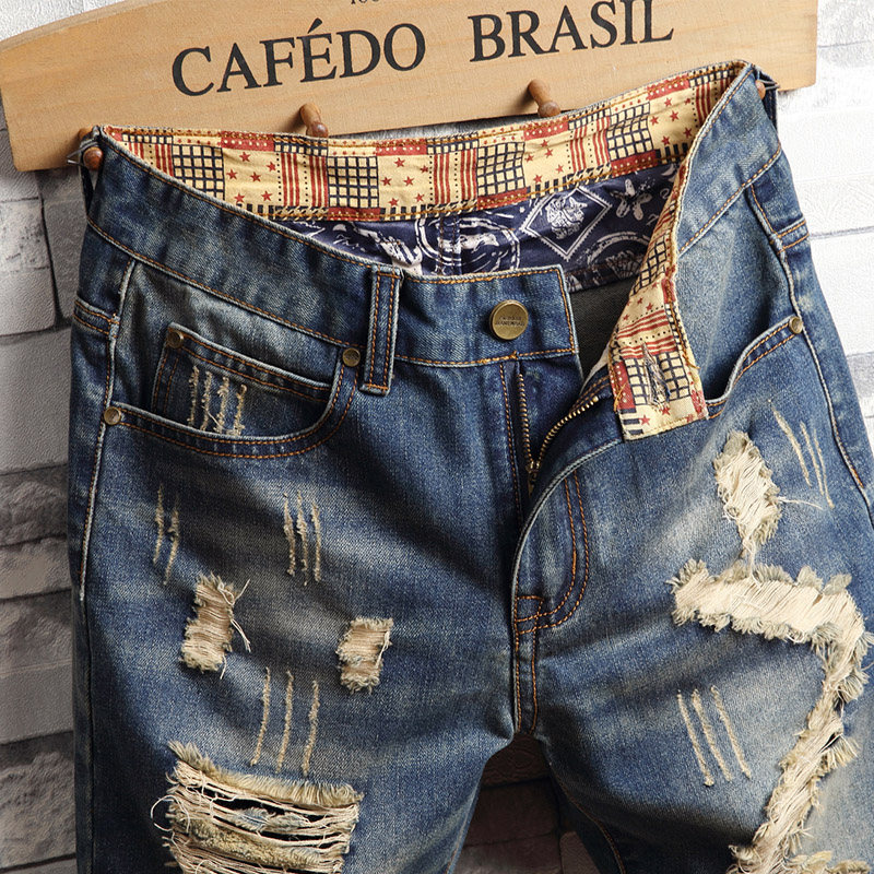 Ripped Hip-hop Denim Shorts Me - Street Fashion Jeans Men ulasan dan harga