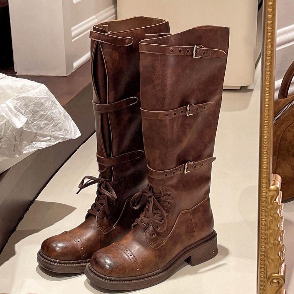 Women's Knee High Boots Vintag - Street Fashion Designer ulasan dan harga
