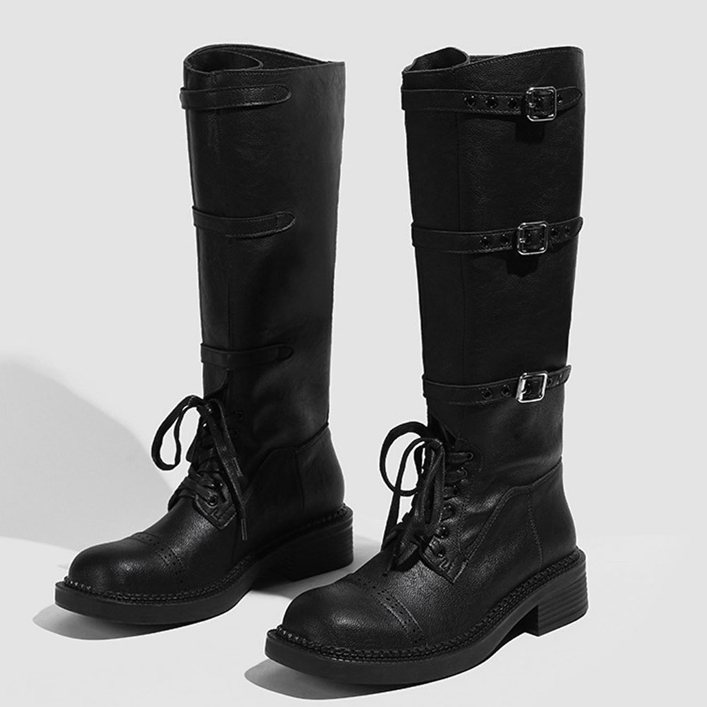 Women's Knee High Boots Vintag - Street Fashion Designer ulasan dan harga
