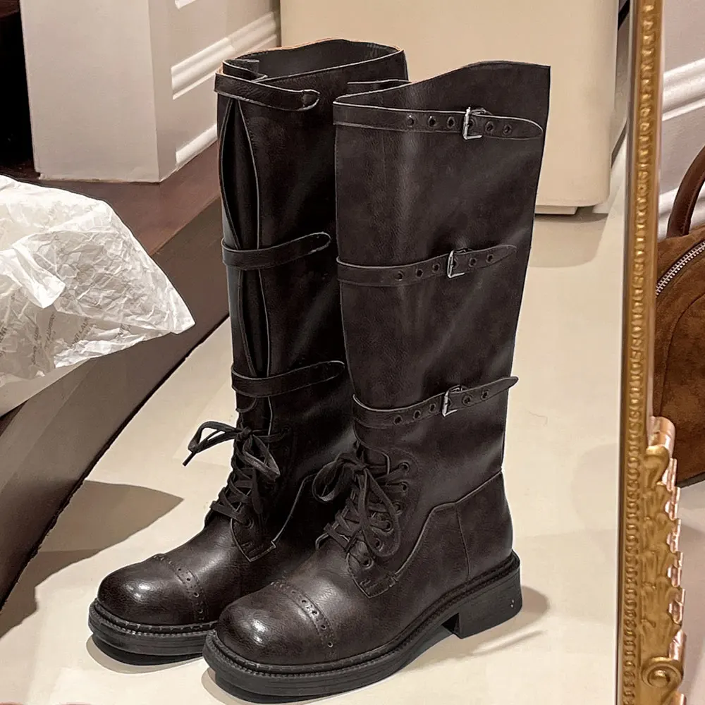 Women's Knee High Boots Vintag - Street Fashion Designer ulasan dan harga