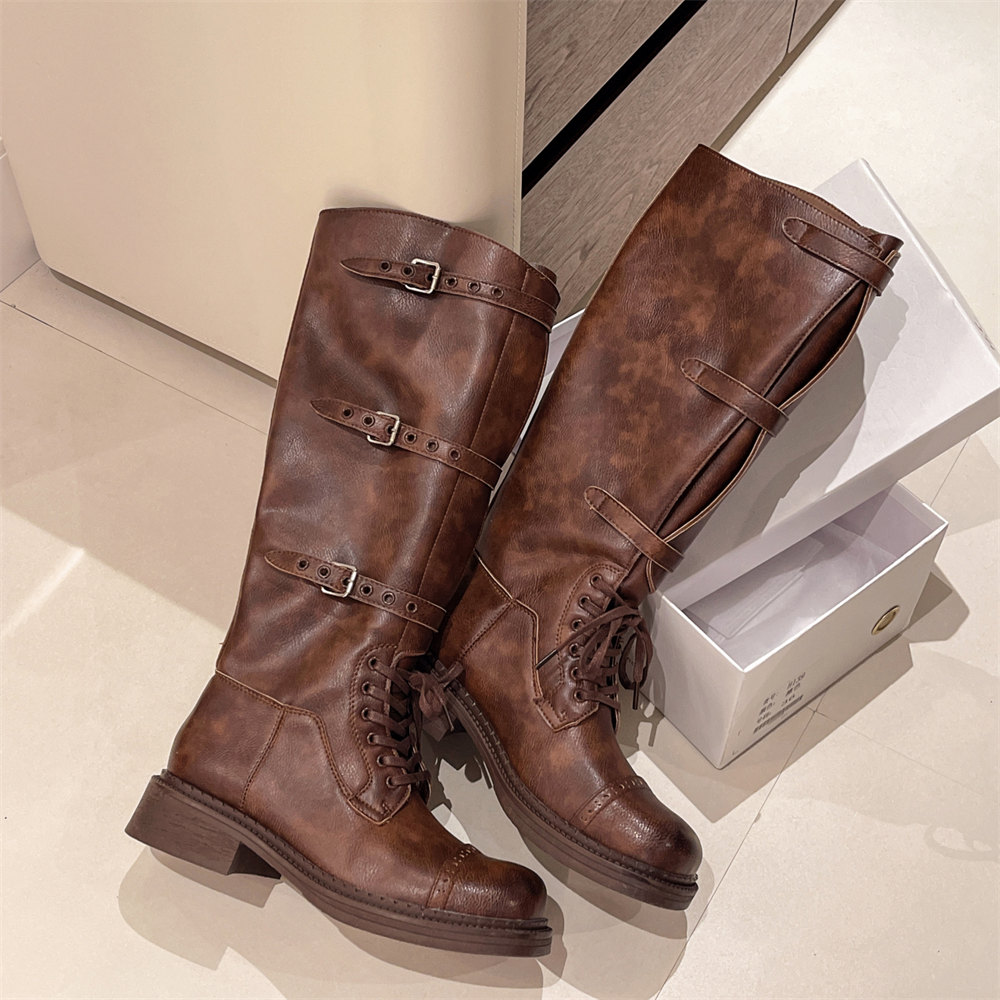 Women's Knee High Boots Vintag - Street Fashion Designer ulasan dan harga