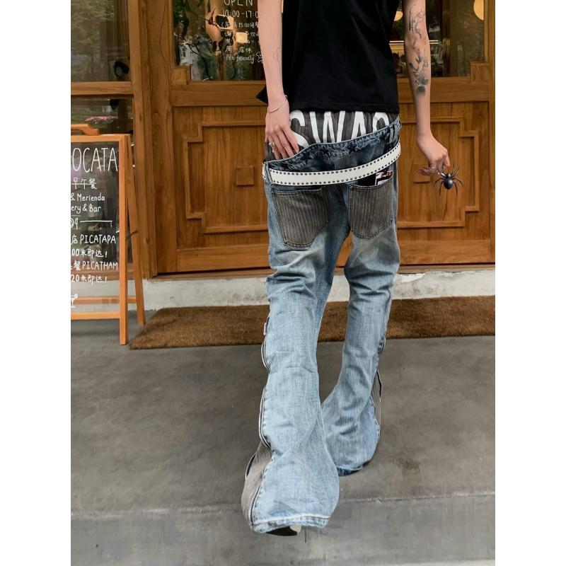 Men's Patchwork Design Jeans 9 - Street Fashion Jeans Men ulasan dan harga
