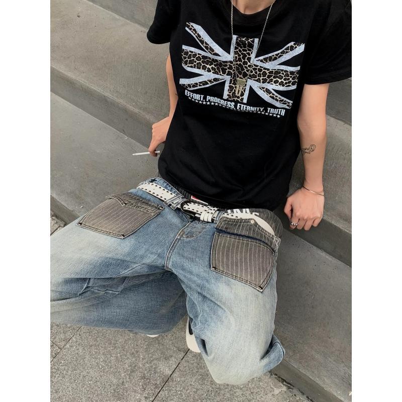 Men's Patchwork Design Jeans 9 - Street Fashion Jeans Men ulasan dan harga