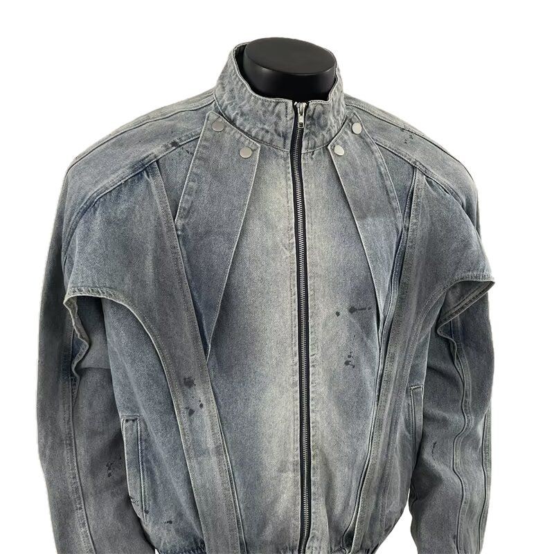 Distressed Dirty Denim Jacket  - Street Fashion Vibes ulasan dan harga