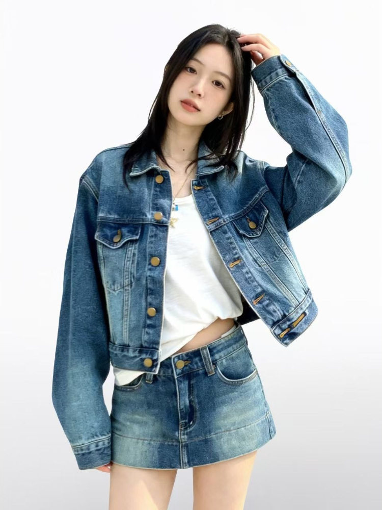Women American Vintage 2 Piece - Street Fashion Jacket ulasan dan harga
