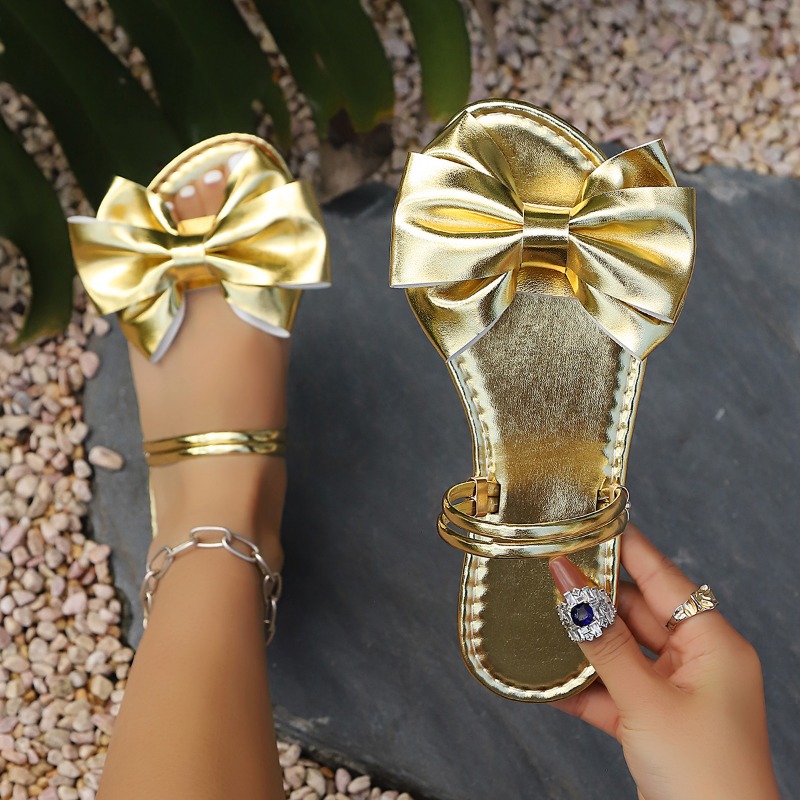 Golden Women Flat Slippers New - Street Fashion Luxury ulasan dan harga