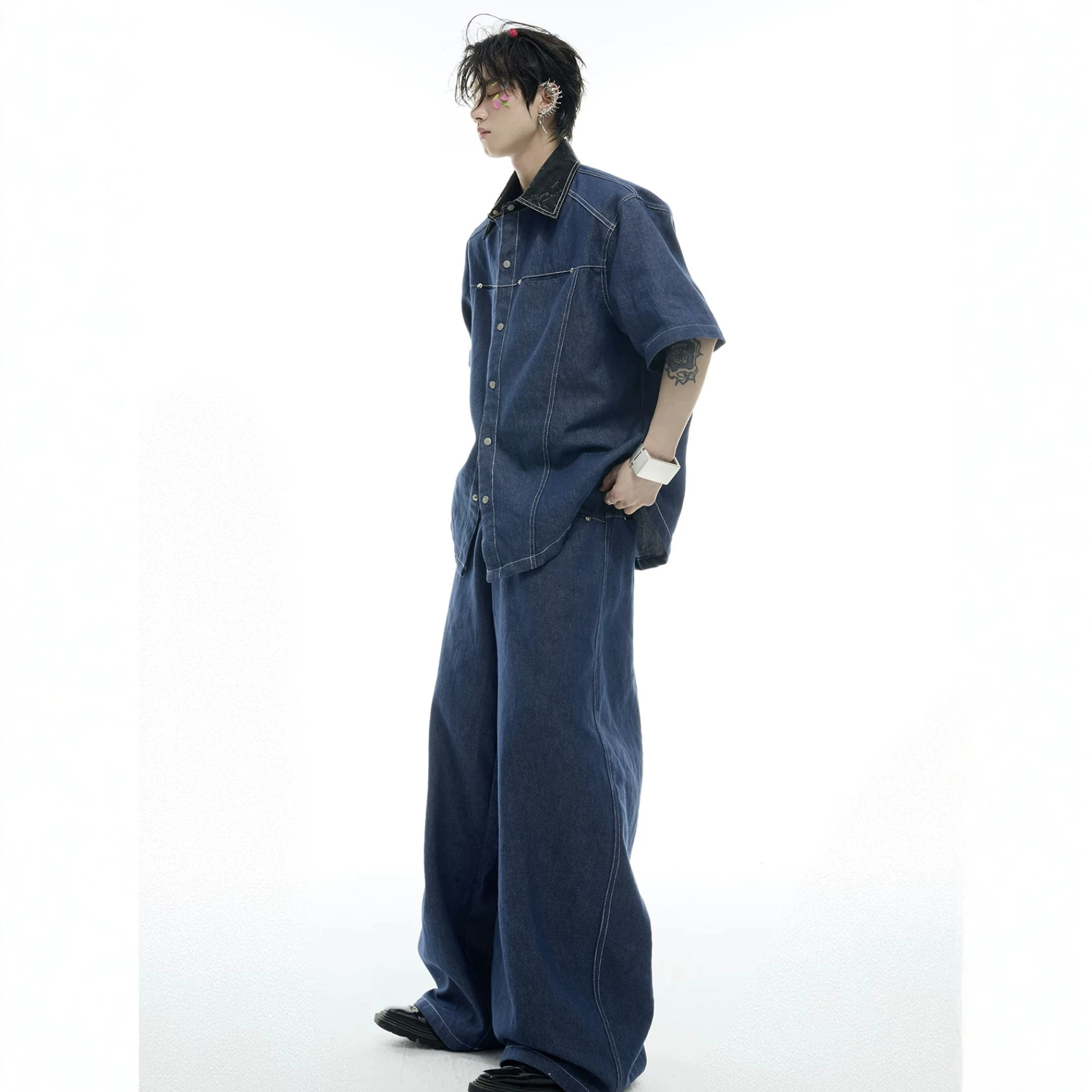 Summer Men's Denim Matching Se - Street Fashion Jeans Men ulasan dan harga