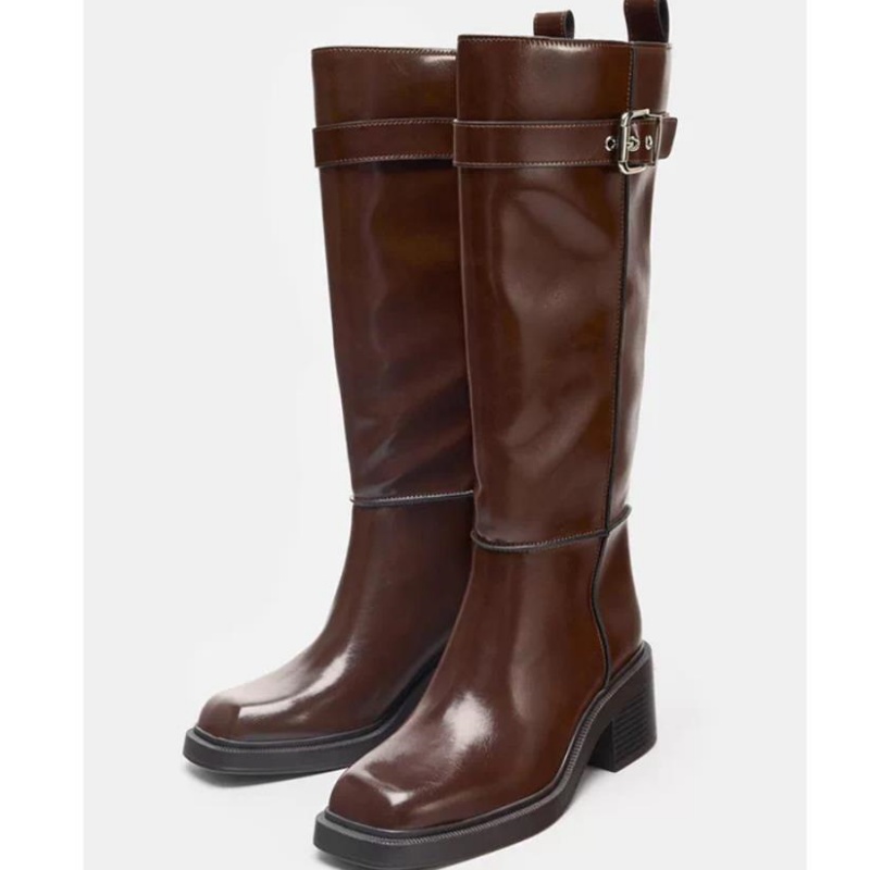 British Style Brown Knee Boots - Street Fashion Designer ulasan dan harga