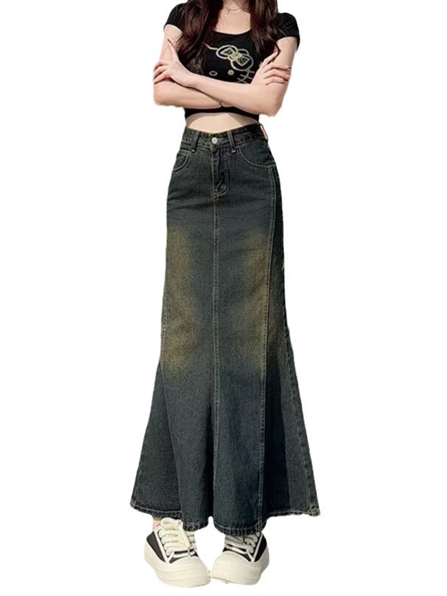 Women's Vintage Washed Denim M - Street Fashion Vintage ulasan dan harga
