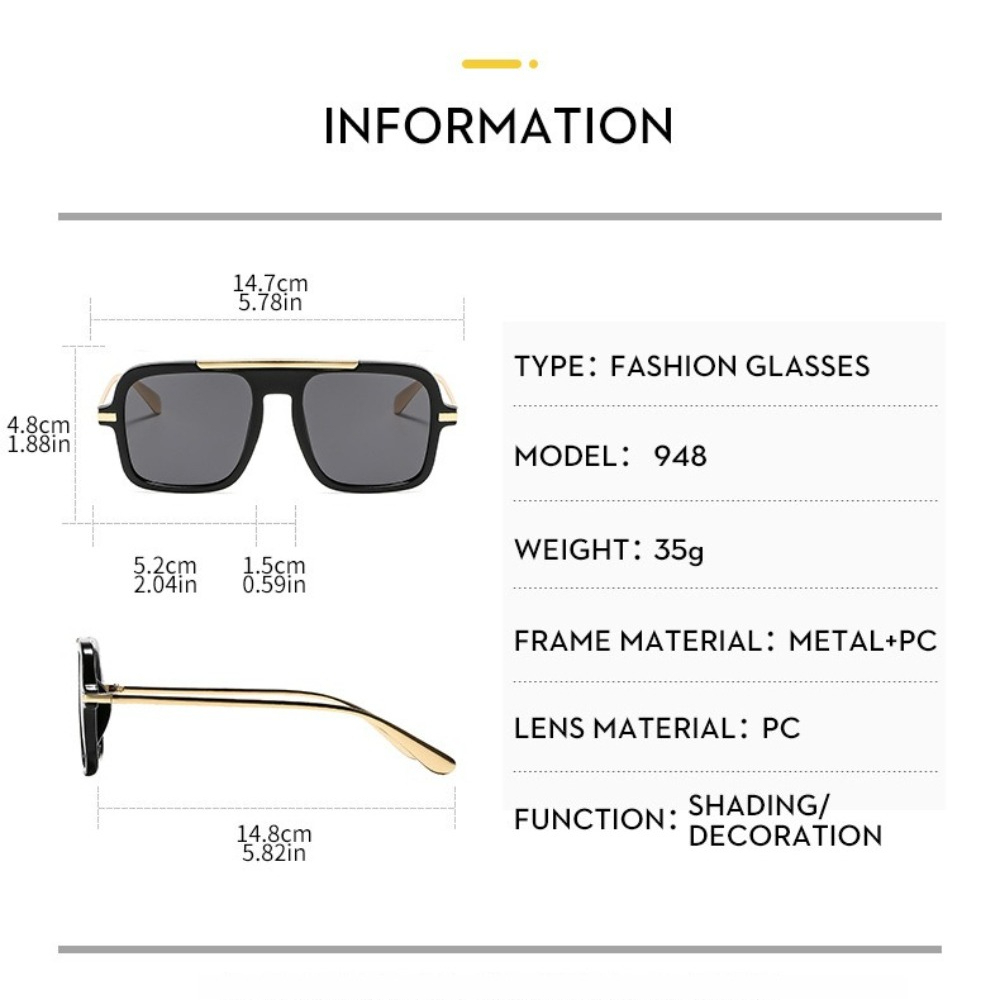 Luxury Brand Square Sunglasses - Street Fashion Photoshoot ulasan dan harga