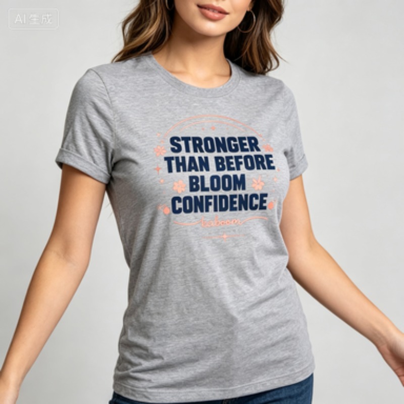 Crew Neck T‑Shirt,Empowering W - Street Fashion Vibes ulasan dan harga
