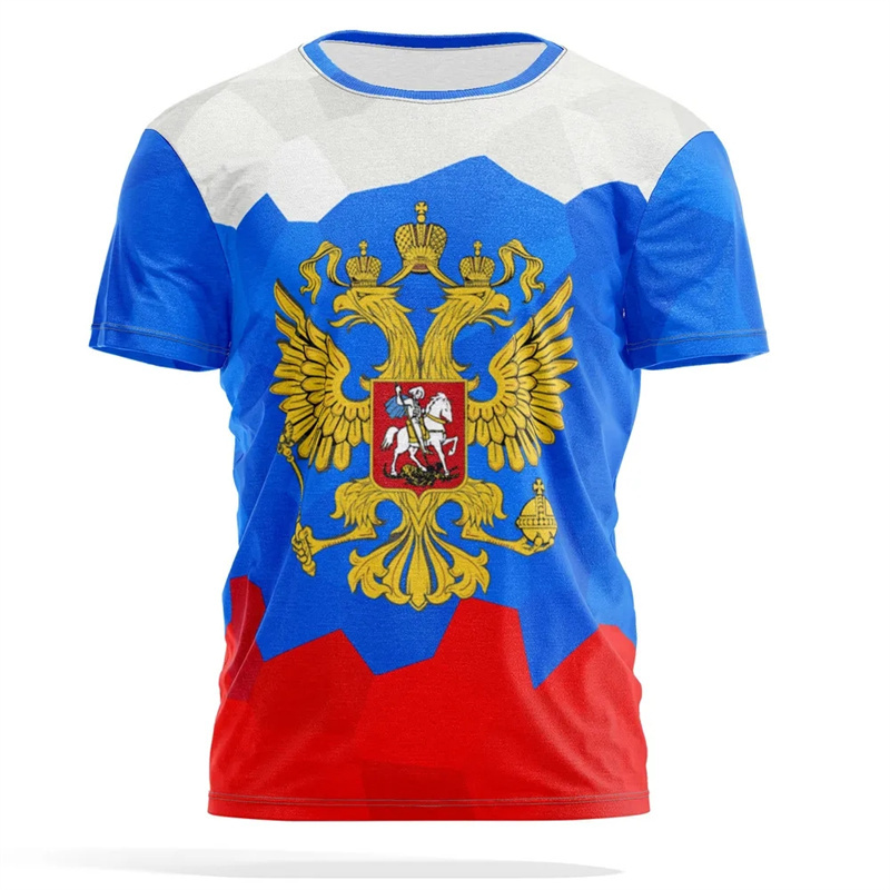 Russian Emblem Print T-shirt M - Street Fashion Russia ulasan dan harga