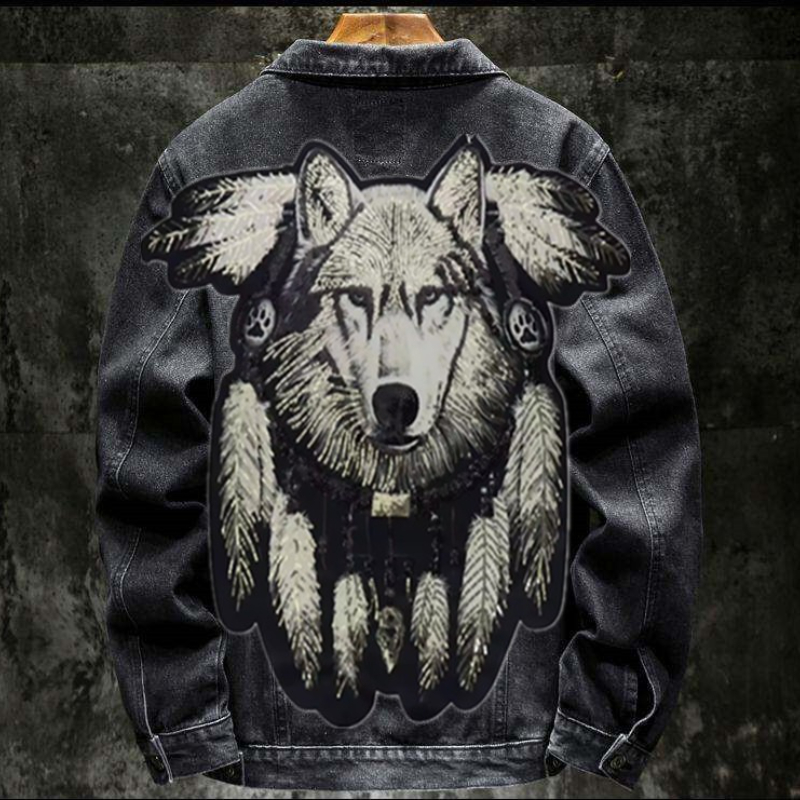 America Vintage Heavy Wolf Emb - Street Fashion Jeans Men ulasan dan harga