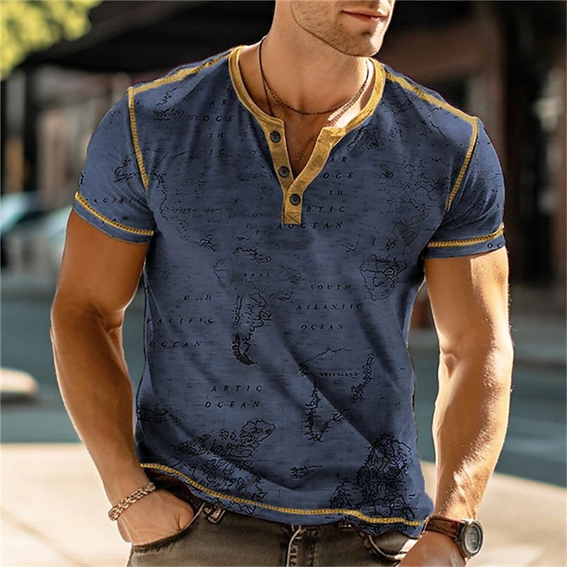 Men's Henry Shirts Funny 3D Pr - Street Fashion Vintage ulasan dan harga