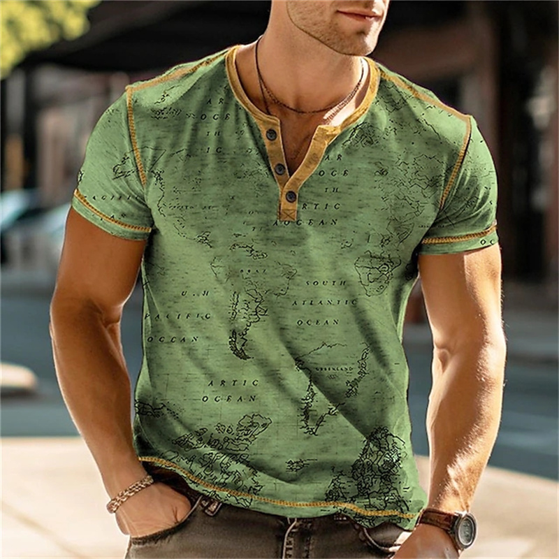 Men's Henry Shirts Funny 3D Pr - Street Fashion Vintage ulasan dan harga