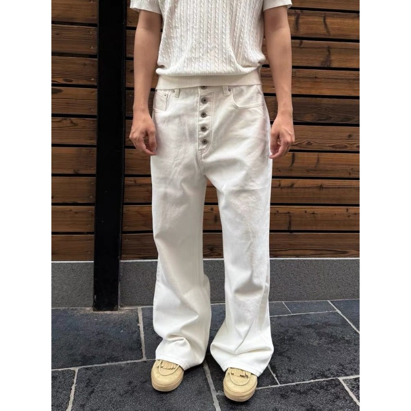 Men's White Wide Leg Jeans Hig - Street Fashion Jeans Men ulasan dan harga