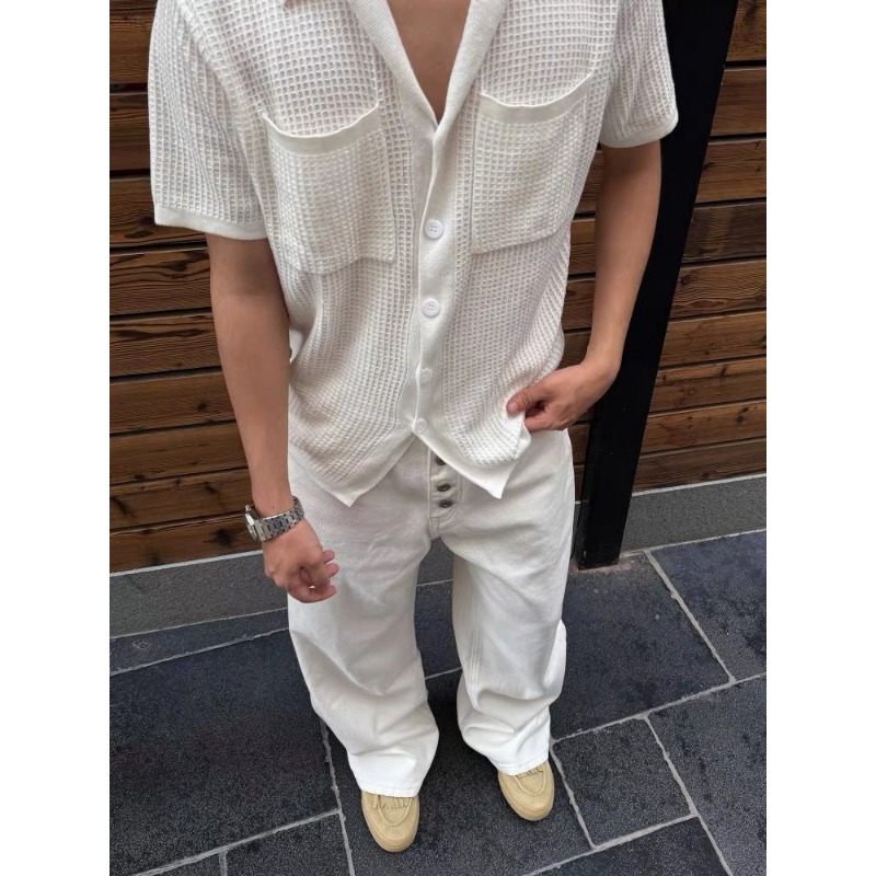 Men's White Wide Leg Jeans Hig - Street Fashion Jeans Men ulasan dan harga