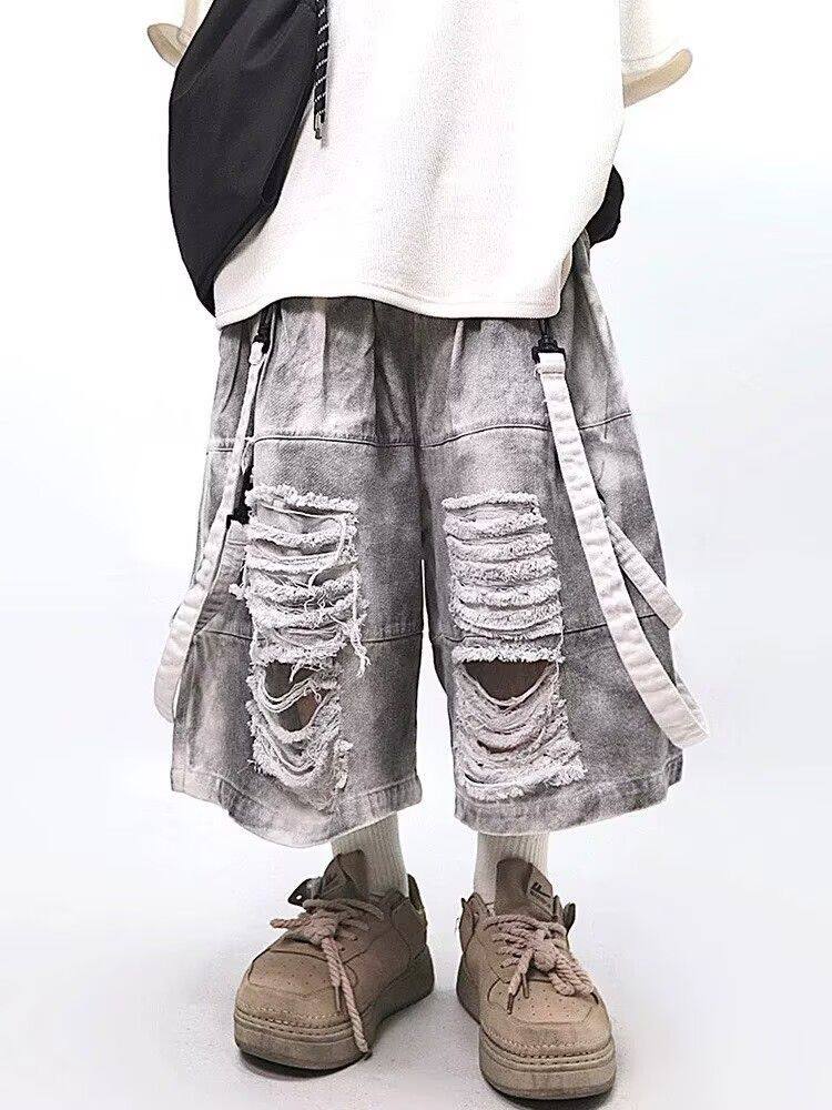 Retro Hip-hop Men's Ripped Jea - Street Fashion Jeans Men ulasan dan harga