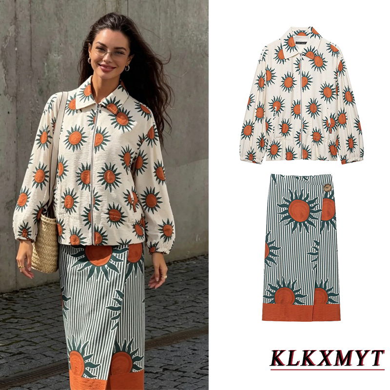 Women Fashion Print Sets Leisu - Street Fashion Jacket ulasan dan harga