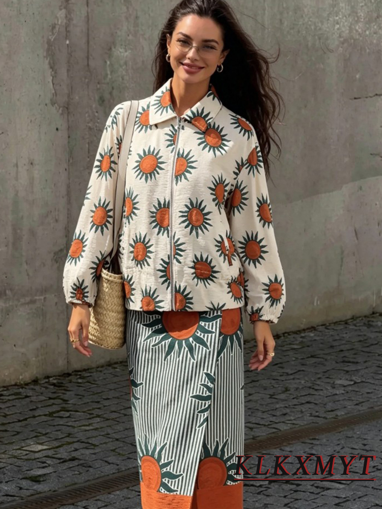 Women Fashion Print Sets Leisu - Street Fashion Jacket ulasan dan harga