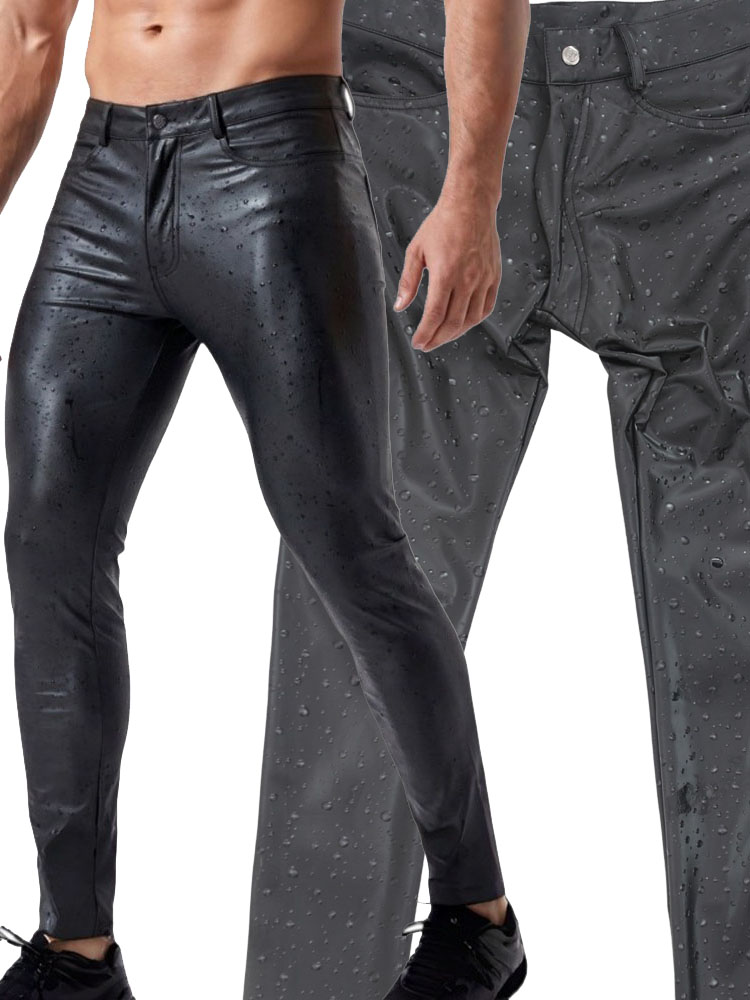 3D Water Drop Print Elastic PU - Street Fashion Jeans Men ulasan dan harga